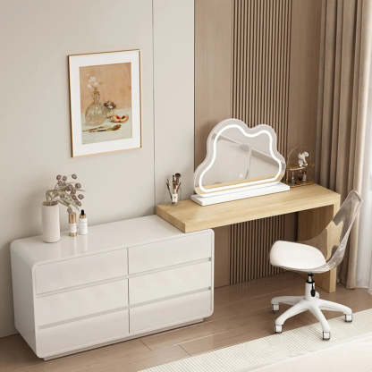 Modern Cloud-Shaped Mirror Polymer LED White Vanity — White