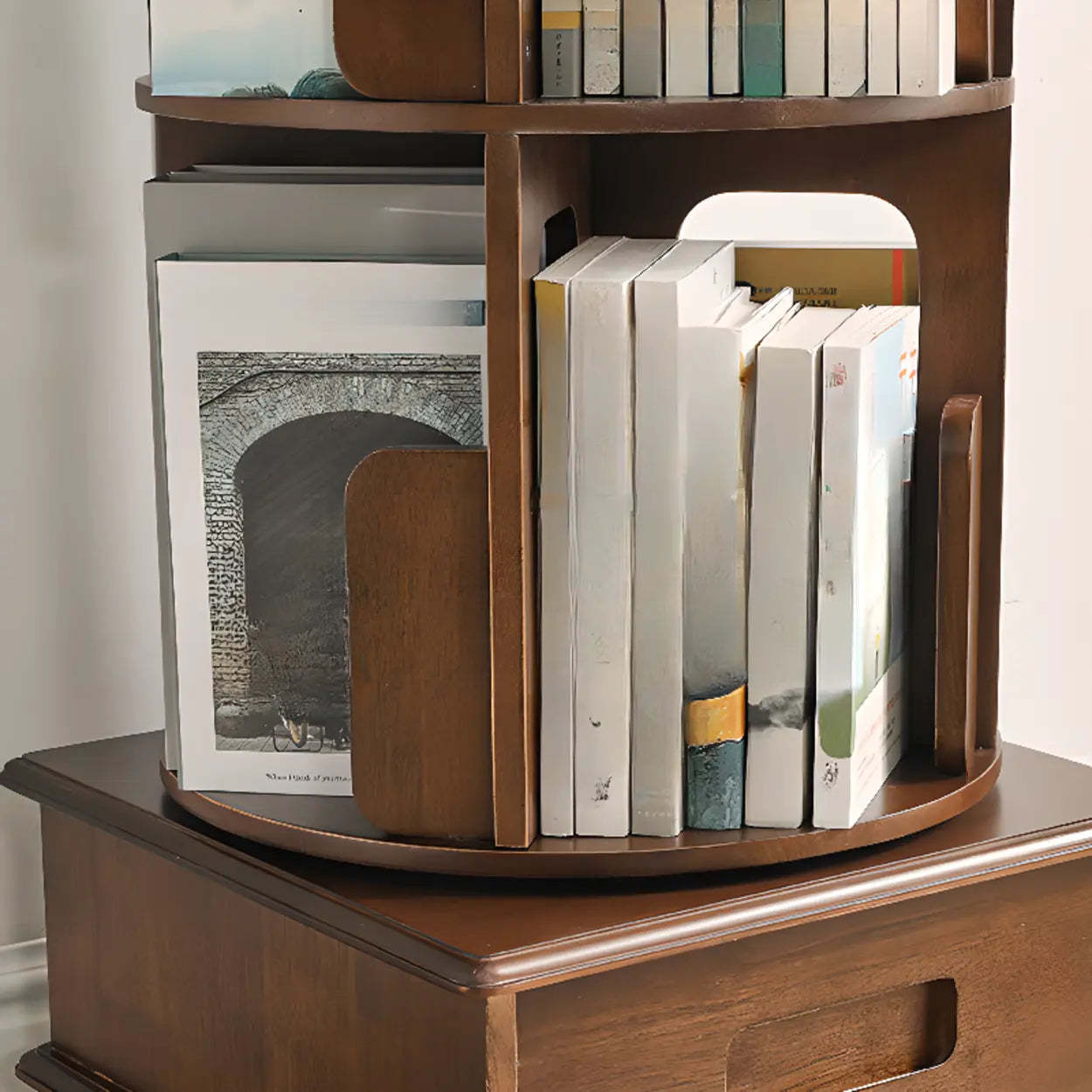 Modern Cocoa Wood Vertical Sliding Bookcase