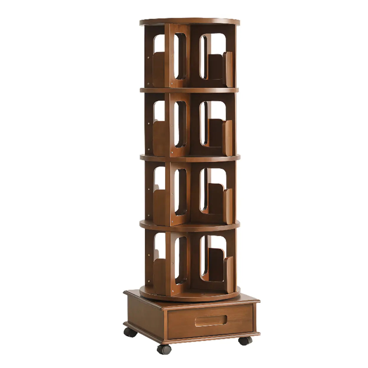 Modern Cocoa Wood Vertical Sliding Bookcase