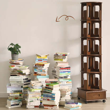 Modern Cocoa Wood Vertical Sliding Bookcase