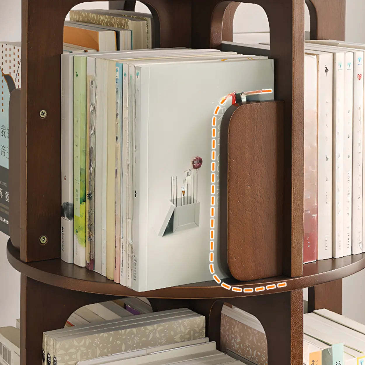 Modern Cocoa Wood Vertical Sliding Bookcase