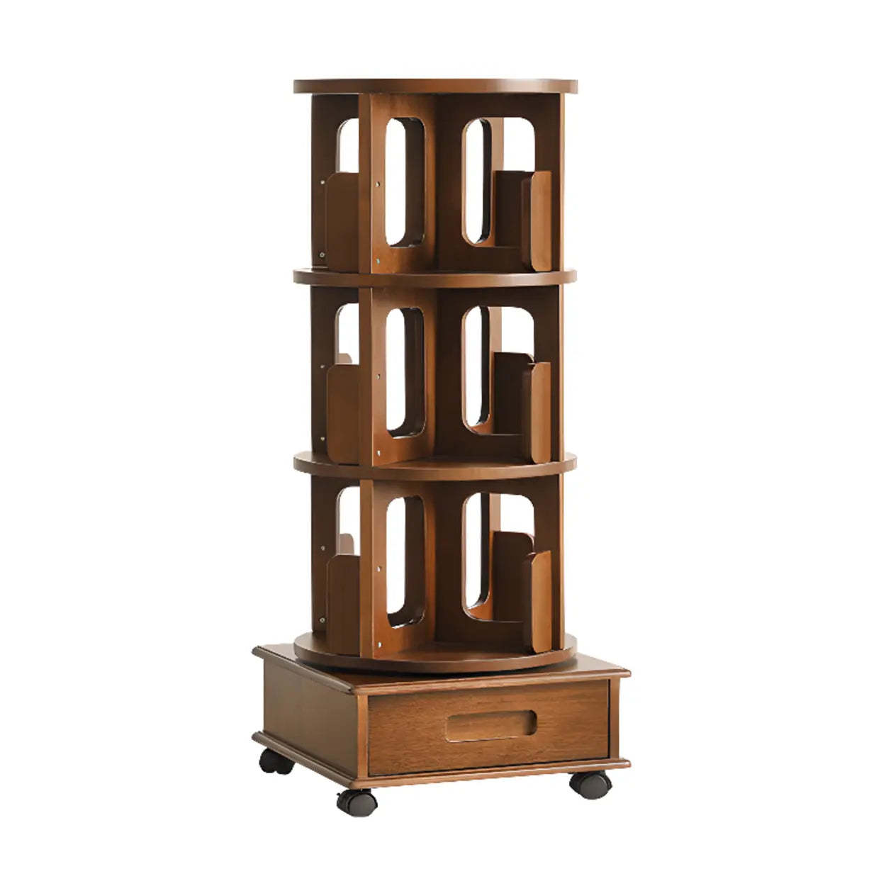 Modern Cocoa Wood Vertical Sliding Bookcase