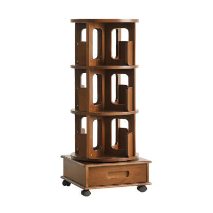 Modern Cocoa Wood Vertical Sliding Bookcase
