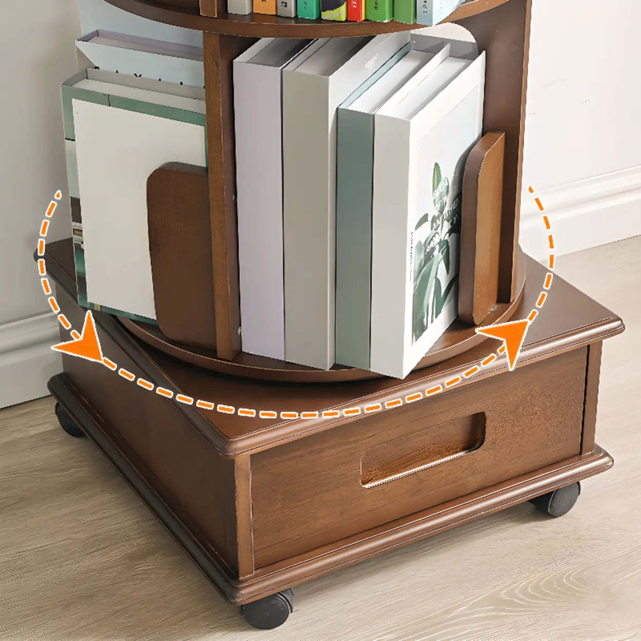 Modern Cocoa Wood Vertical Sliding Bookcase