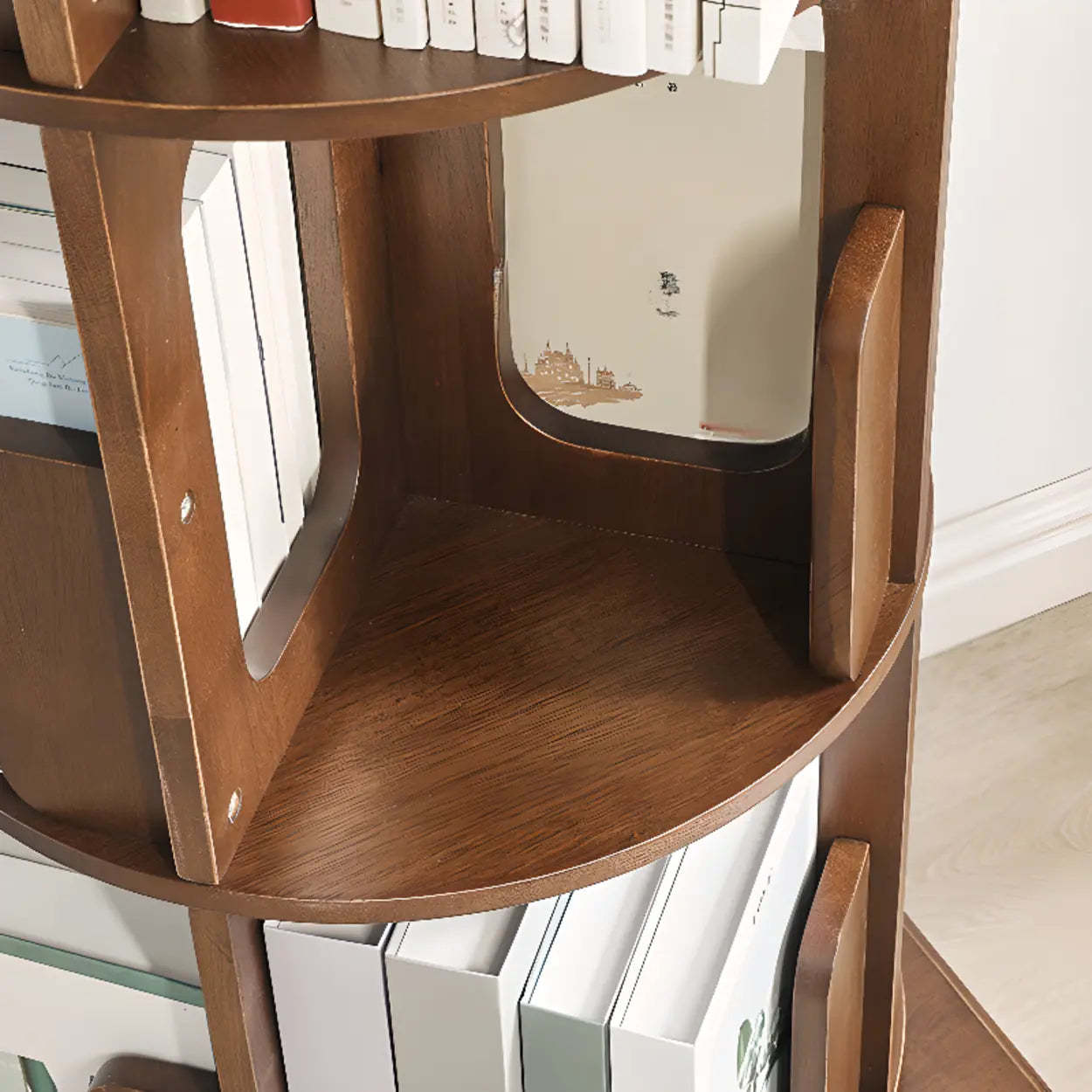 Modern Cocoa Wood Vertical Sliding Bookcase