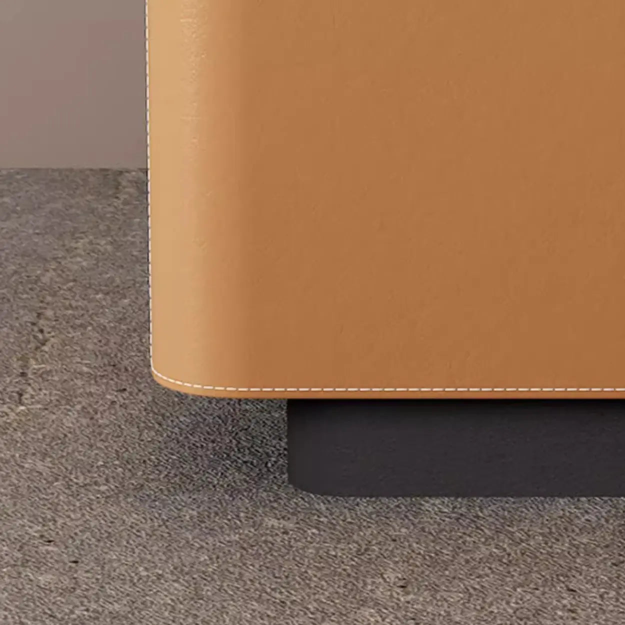 Modern Coffee Leather Nightstand with Drawers — Off-White