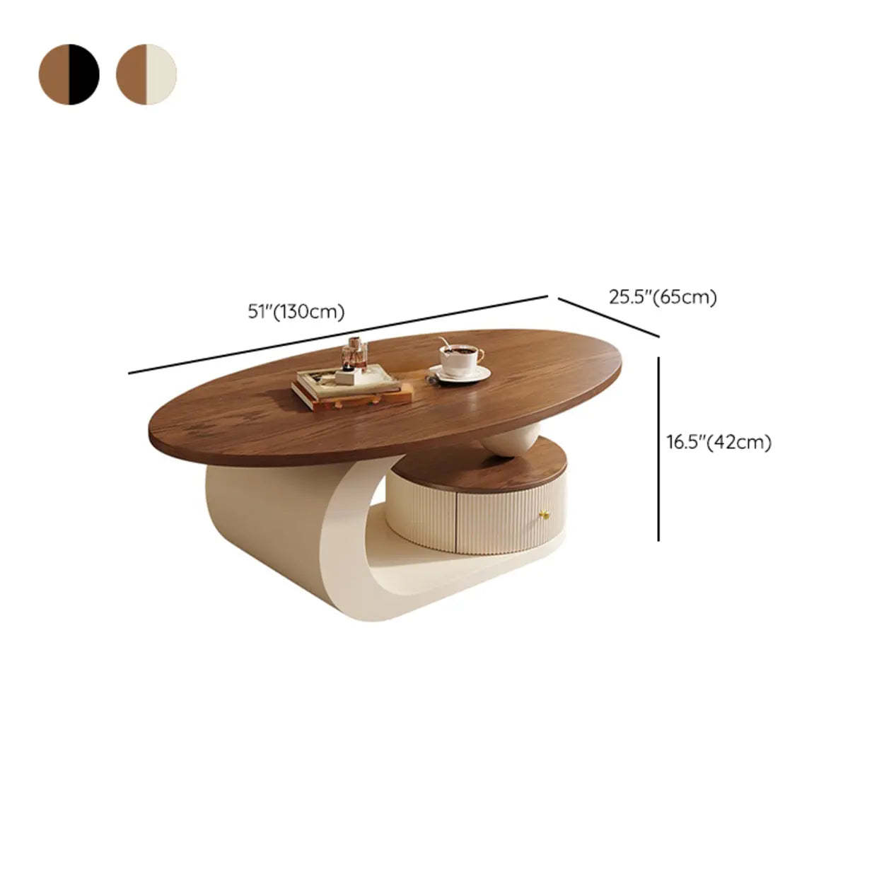 Modern Wood and Metal Coffee Table Set with Storage