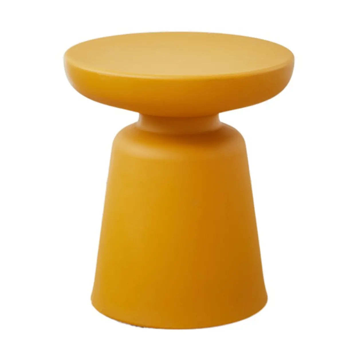 Minimalist Red Drum Wood Round Side Table — Yellow