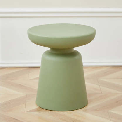 Minimalist Red Drum Wood Round Side Table