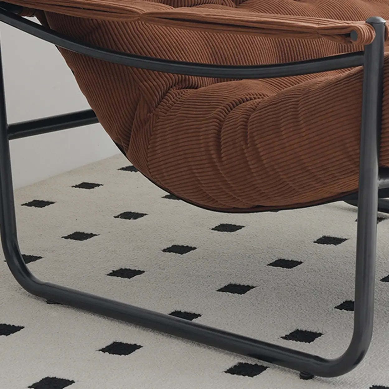 Modern Corduroy Brown Tufted Back Accent Chair with Arms
