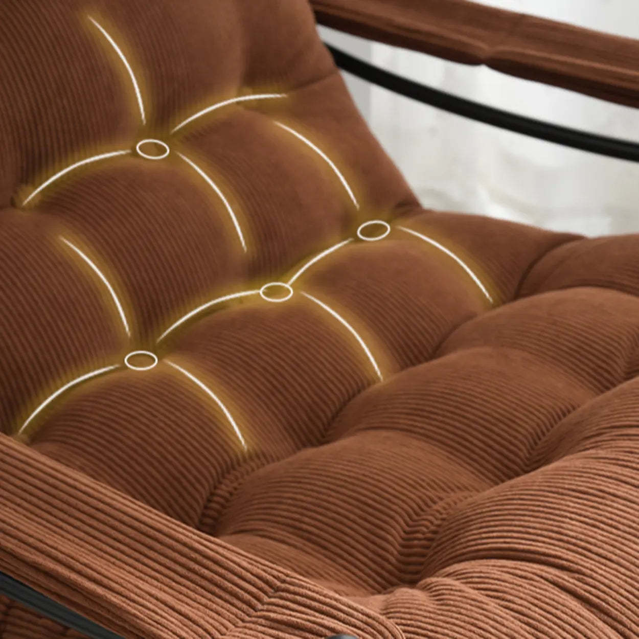 Modern Corduroy Brown Tufted Back Accent Chair with Arms