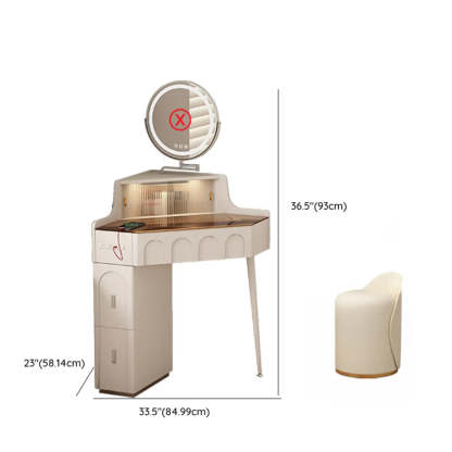 Modern Corner Faux Leather Mirror Light Vanity Set