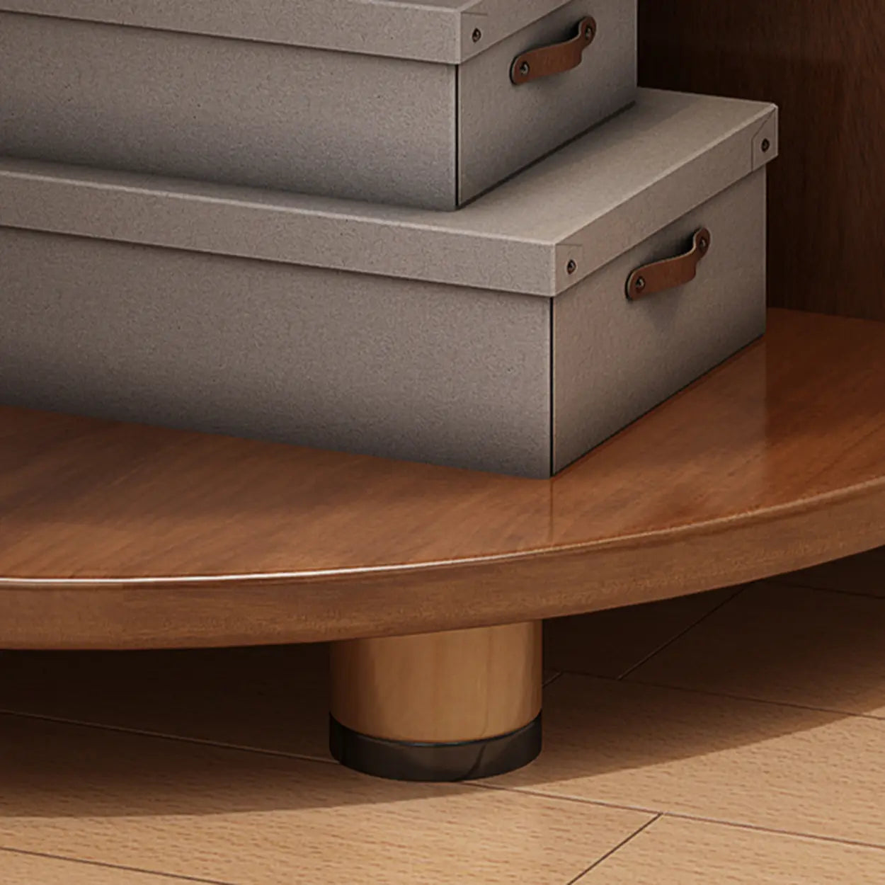 Modern Corner Multi-Shelf Wood Bookcase — Nut-Brown