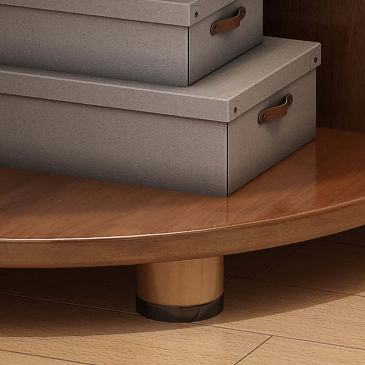 Modern Corner Multi-Shelf Wood Bookcase — Nut-Brown