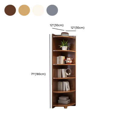 Modern Corner Multi-Shelf Wood Bookcase