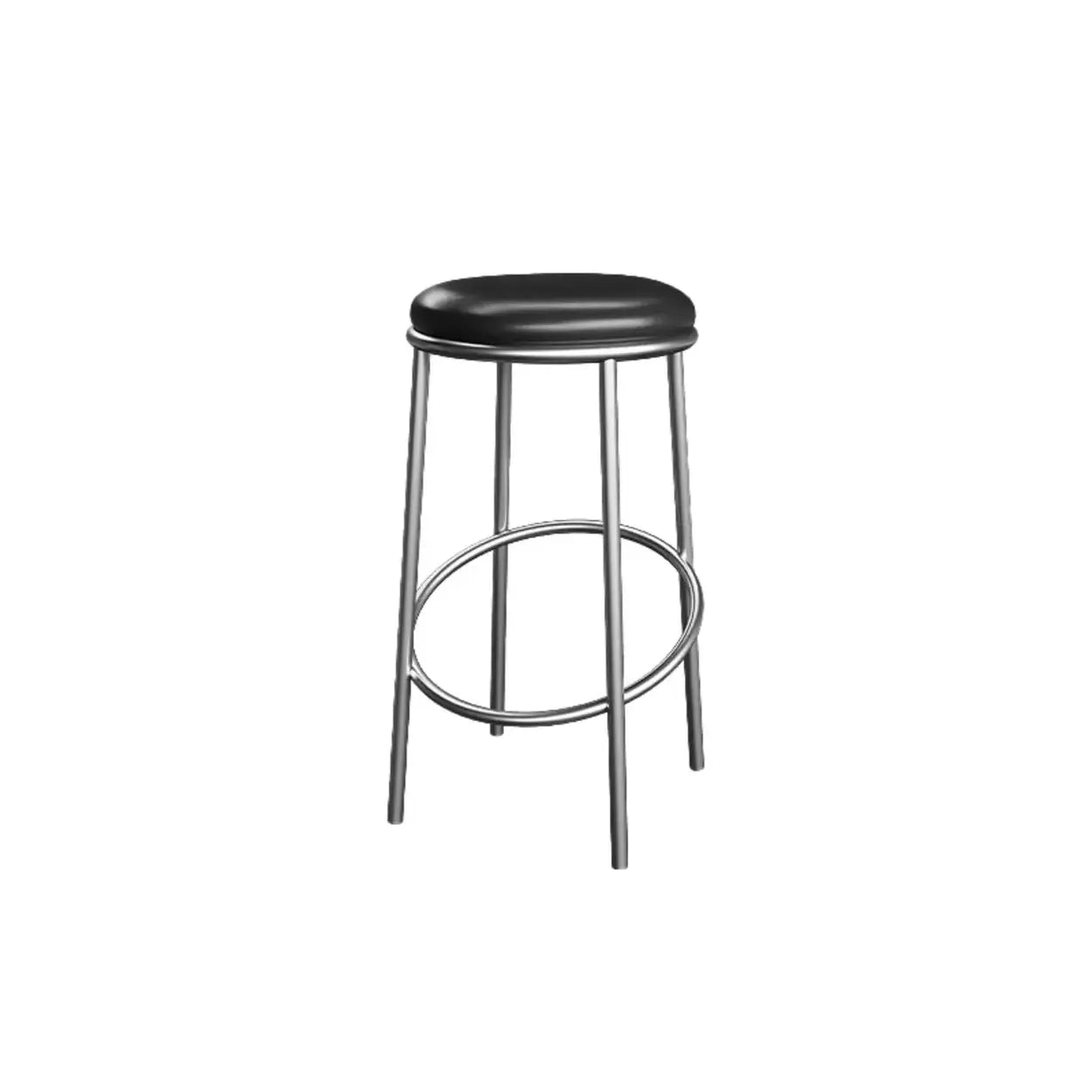 Modern Counter Height Faux Leather Backless Bar Stool — Black