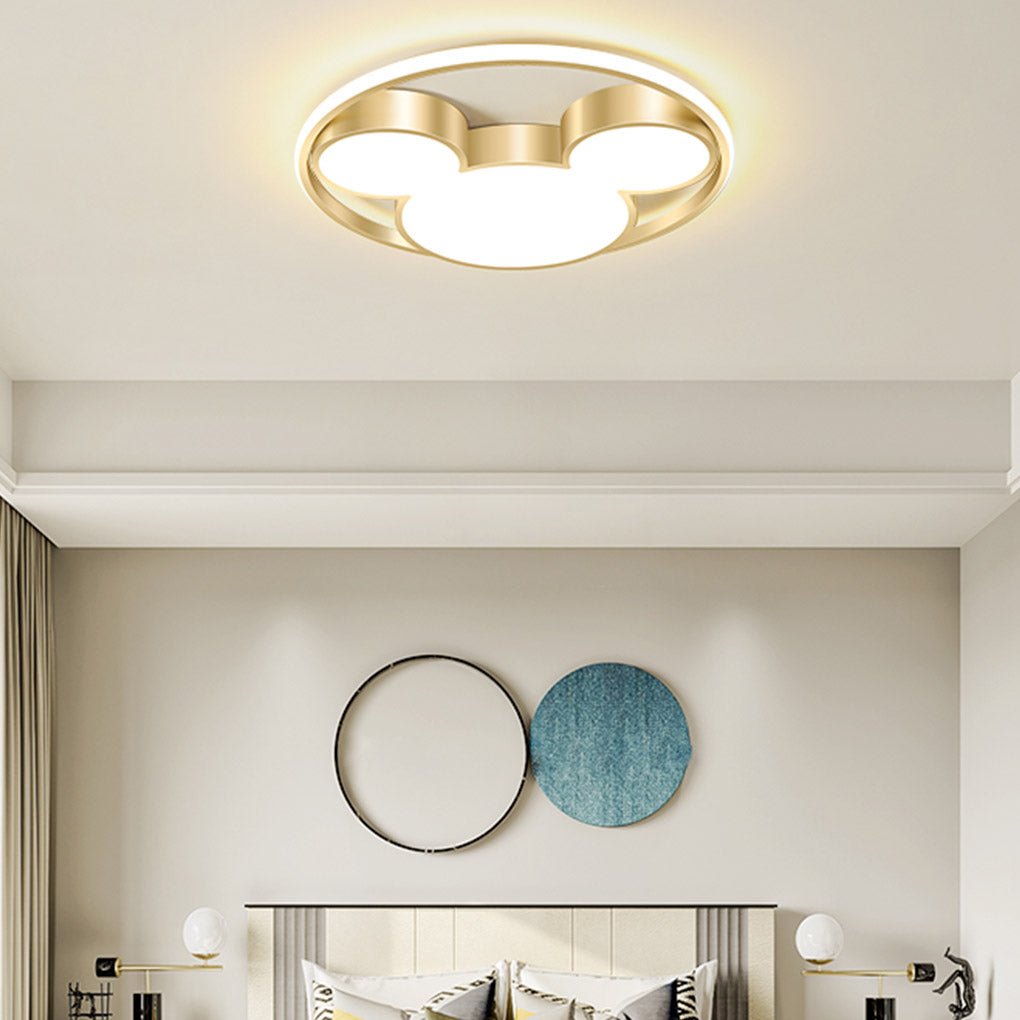White modern cartoon three-tone flush mount lighting — Warm White (3000K)