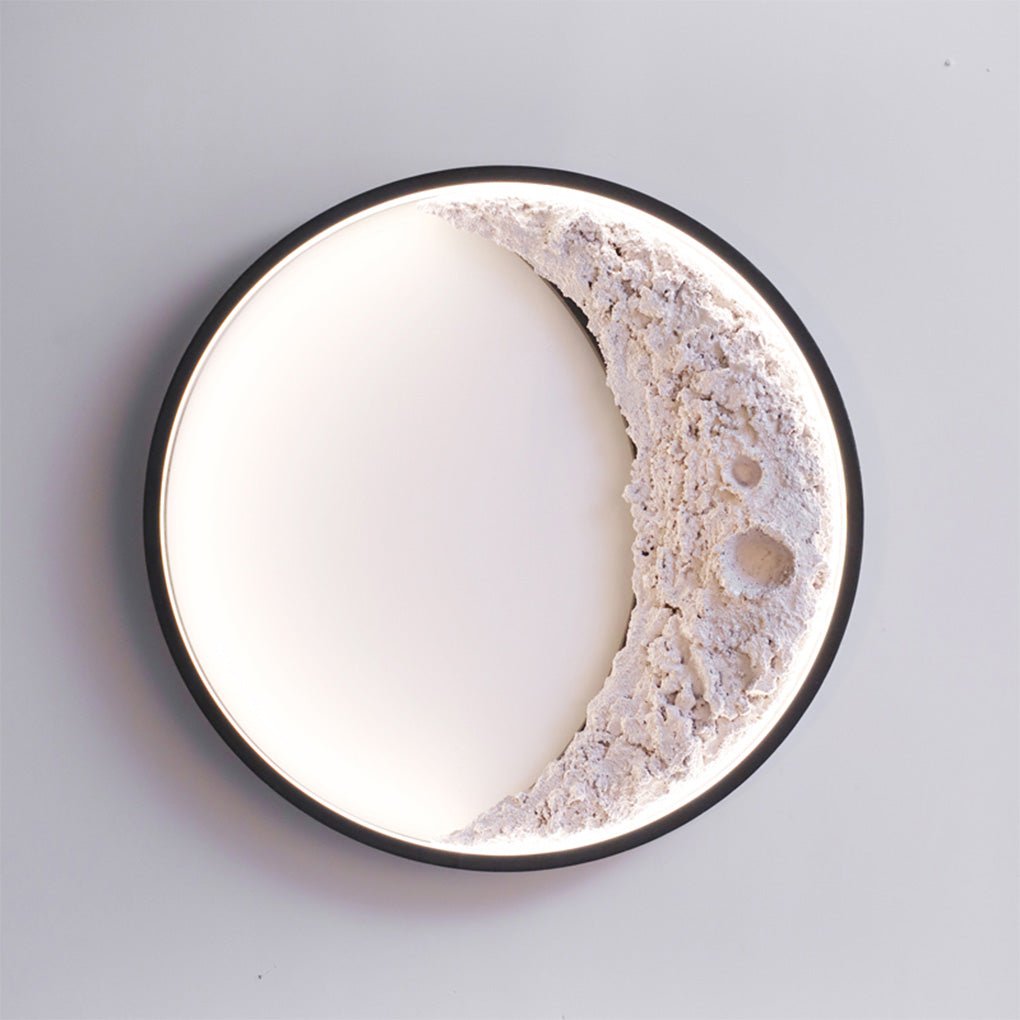 Round Resin Moon Crescent LED Hardwired Outdoor Wall Light-Lighom