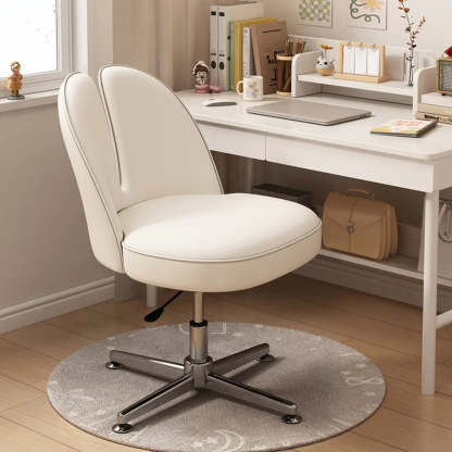 Modern Curved Pink Alloy Adjustable Task Stool — Light Gray / Microfiber Leather