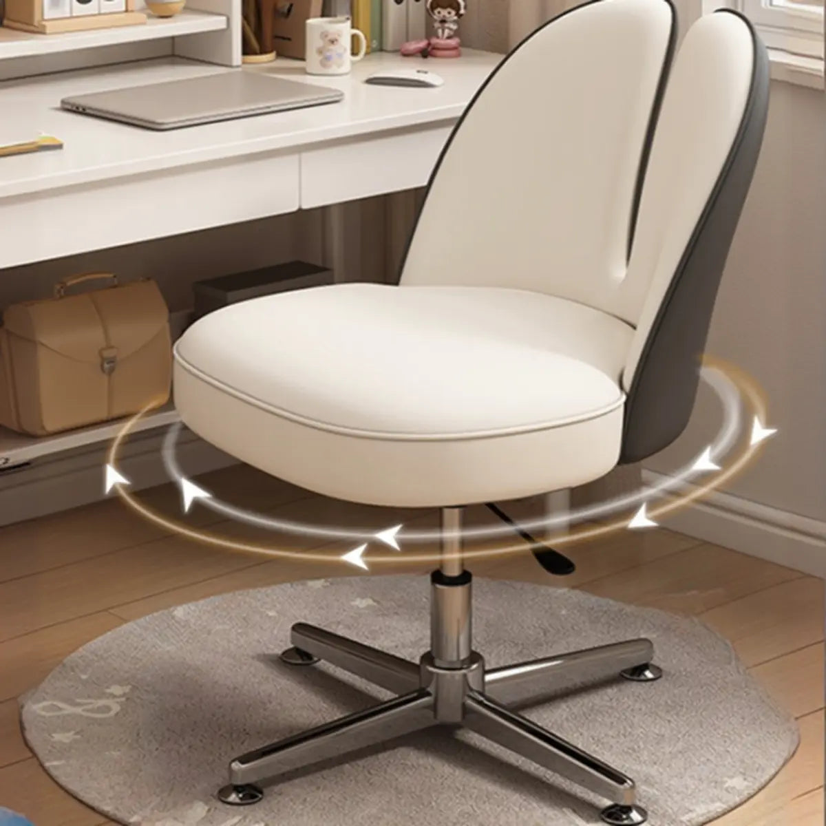 Modern Curved Pink Alloy Adjustable Task Stool — Blue / Anti Cat Scratch Leather