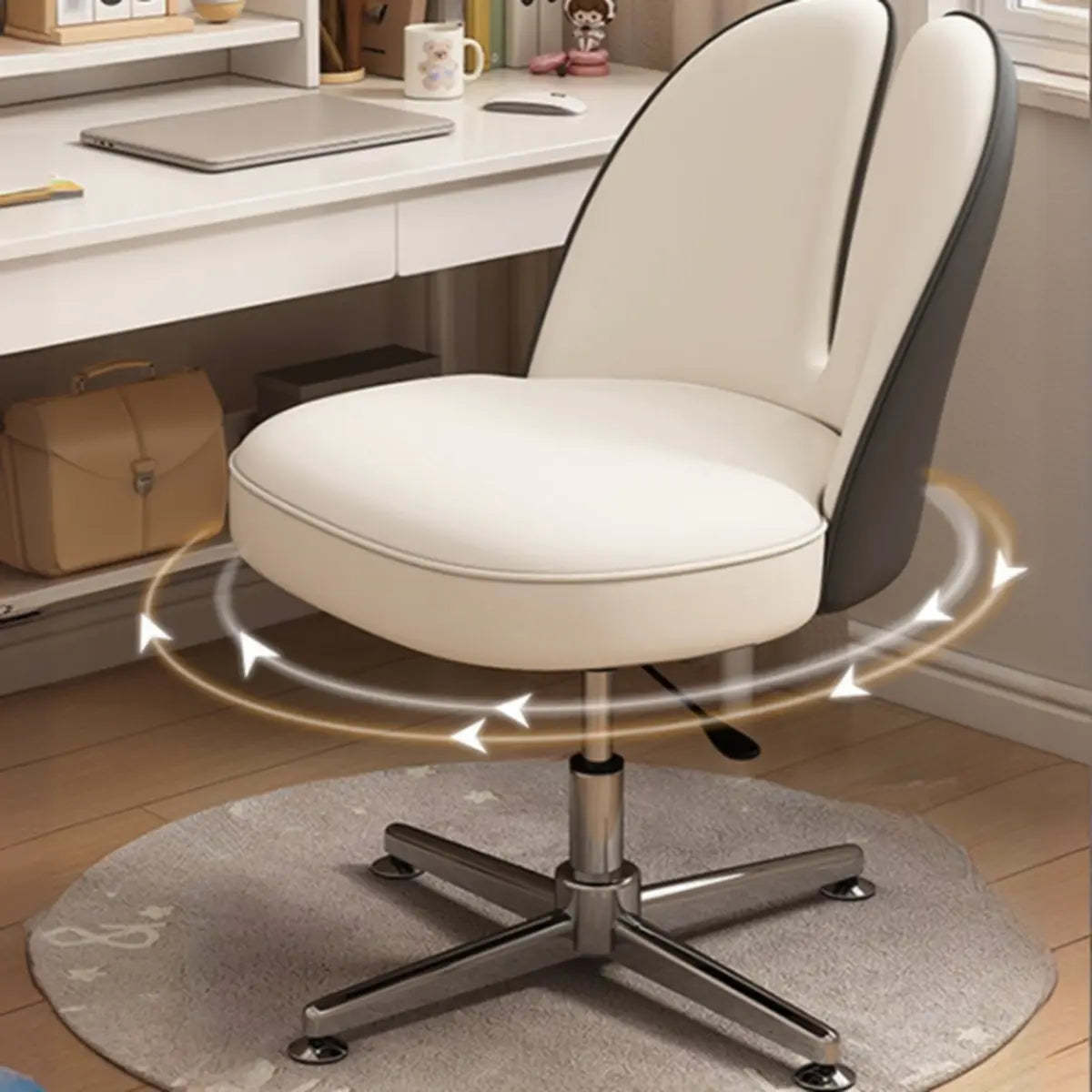 Modern Curved Pink Alloy Adjustable Task Stool — Blue / Anti Cat Scratch Leather