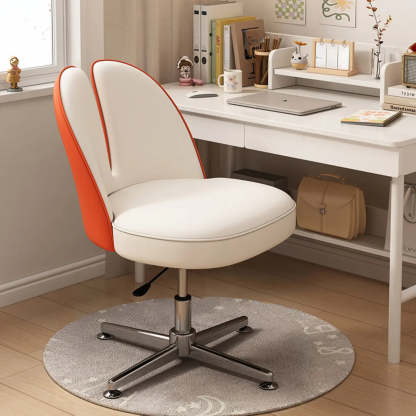 Modern Curved Pink Alloy Adjustable Task Stool — Khaki / Microfiber Leather