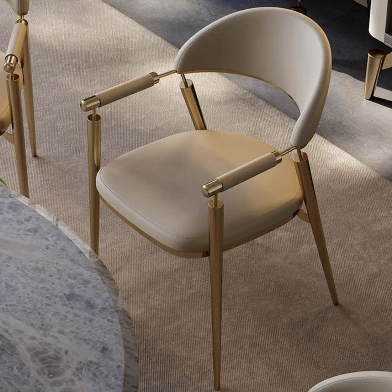 Modern Curved-Back Faux Leather Dining Chair — Gray