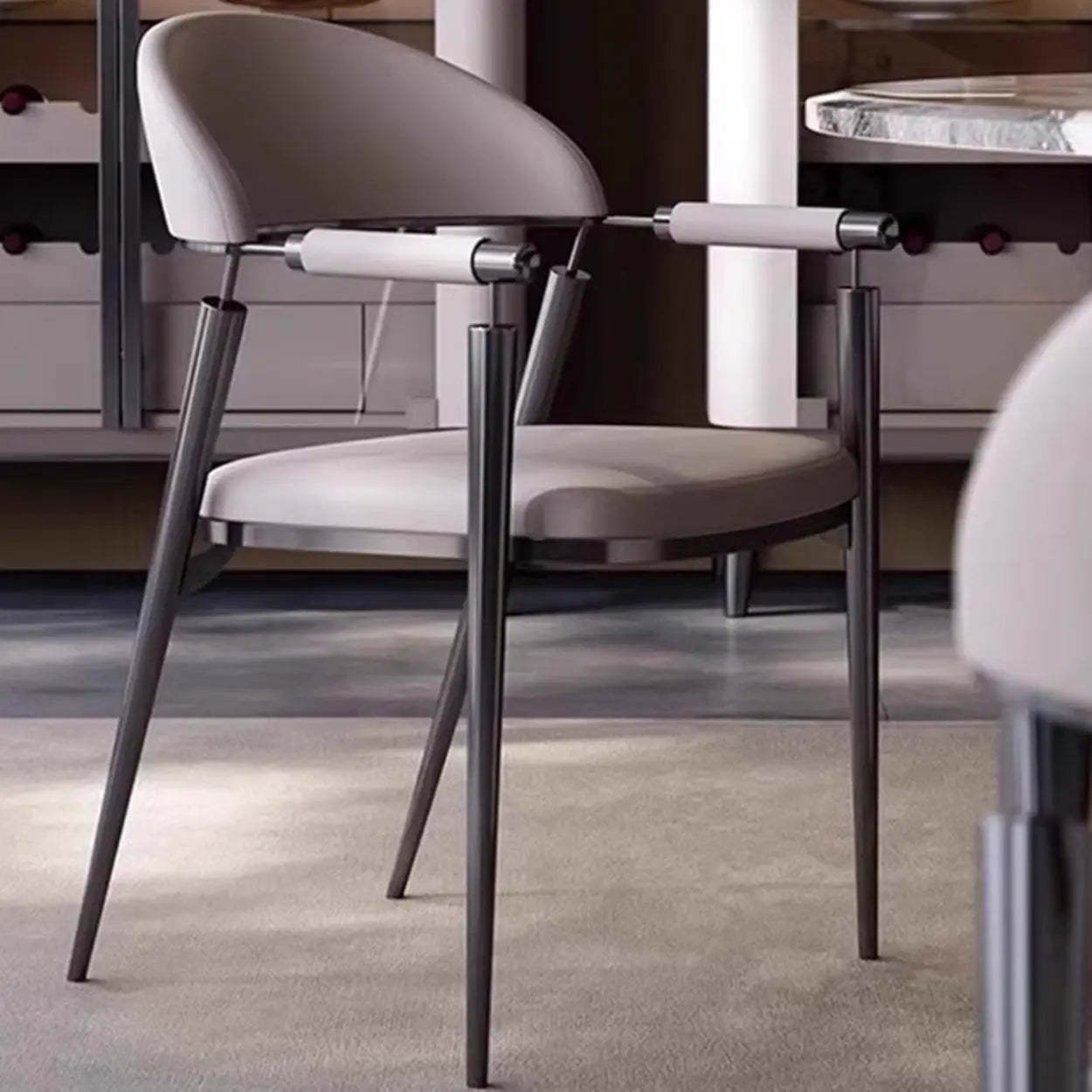 Modern Curved-Back Faux Leather Dining Chair