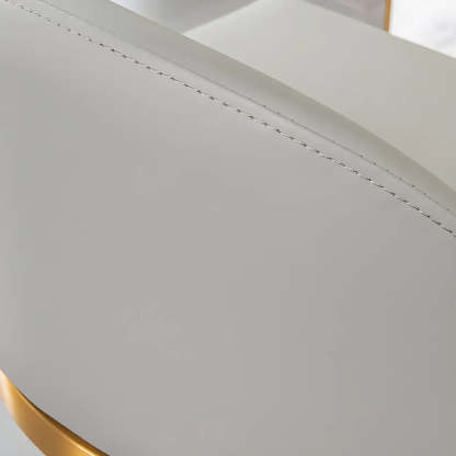 Modern Curved Back Leather Bucket Counter Bar Stool — Gold / White