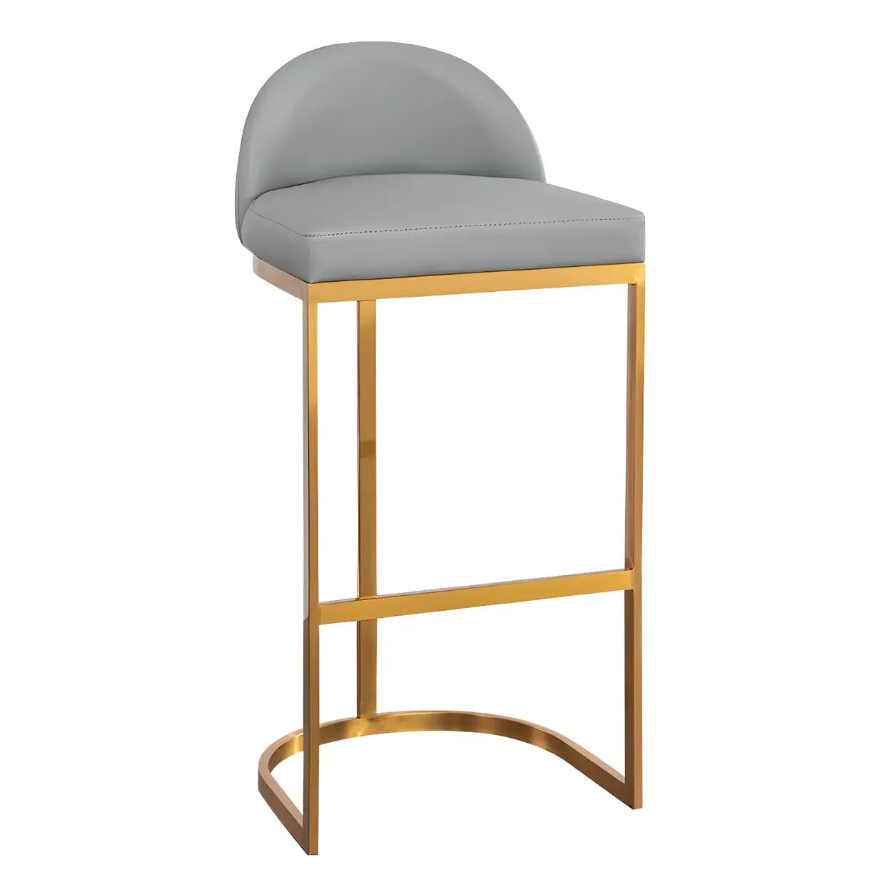 Modern Curved Back Leather Bucket Counter Bar Stool — Gold / Orange
