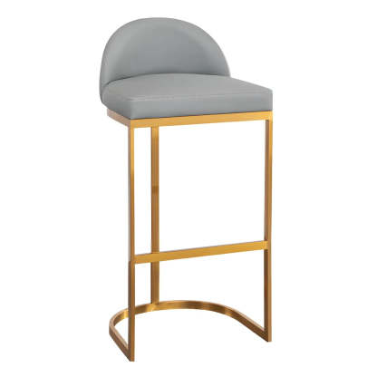 Modern Curved Back Leather Bucket Counter Bar Stool — Gold / Orange