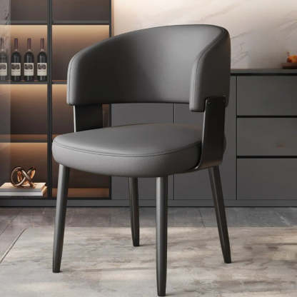 Modern Curved Back Dining Chair with Metal Legs — Orange / Black/ Gold