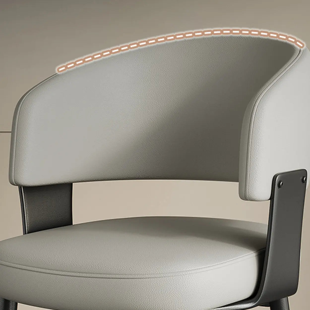 Modern Curved Back Dining Chair with Metal Legs — Light Gray / Black/ Gold