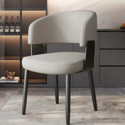 Modern Curved Back Dining Chair with Metal Legs