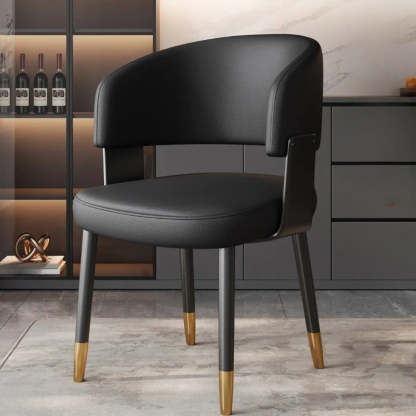 Modern Curved Back Dining Chair with Metal Legs