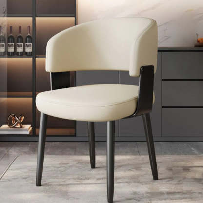 Modern Curved Back Dining Chair with Metal Legs