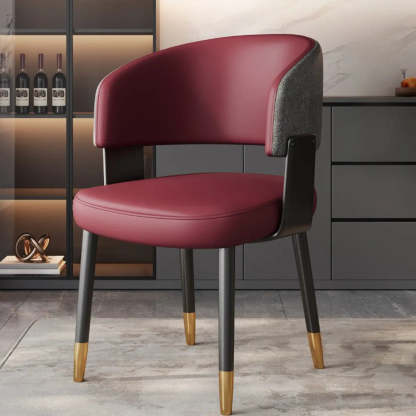 Modern Curved Back Dining Chair with Metal Legs