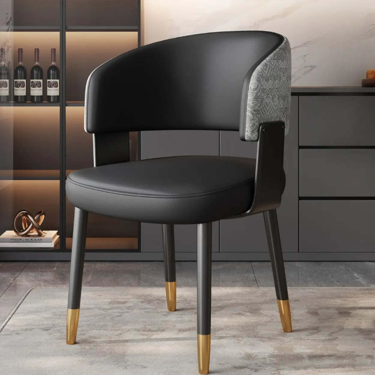 Modern Curved Back Dining Chair with Metal Legs