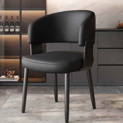 Modern Curved Back Dining Chair with Metal Legs