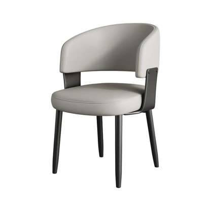 Modern Curved Back Dining Chair with Metal Legs — Orange / Black