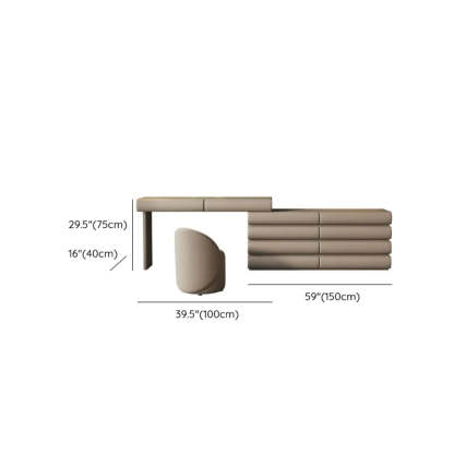 Modern Curved Khaki Fabric Sliding Vanity