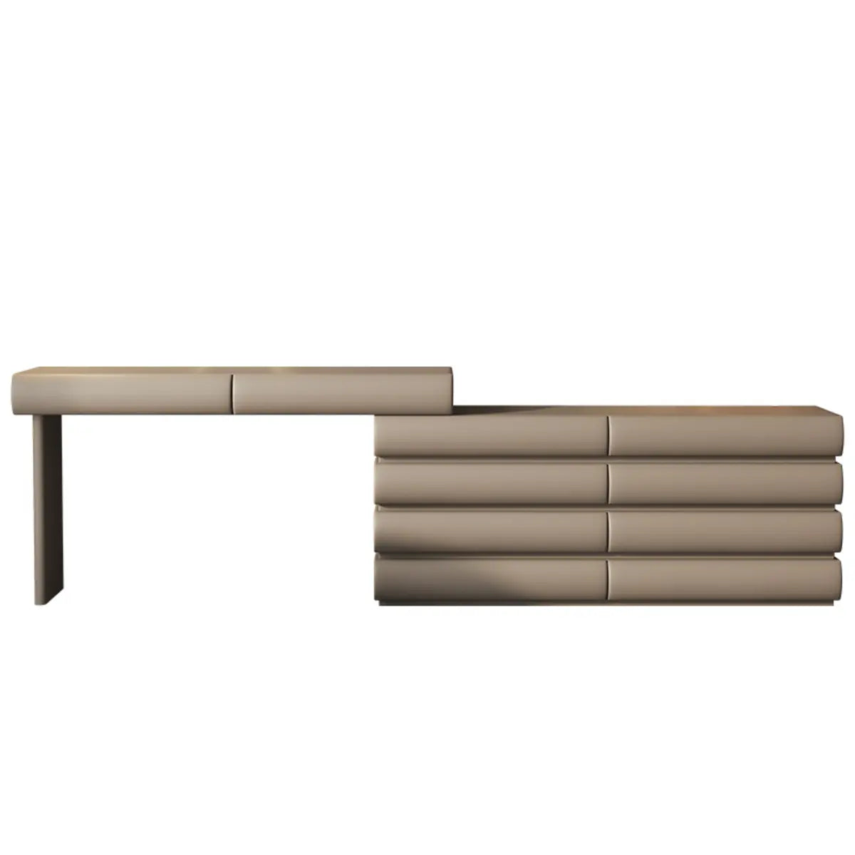 Modern Curved Khaki Fabric Sliding Vanity