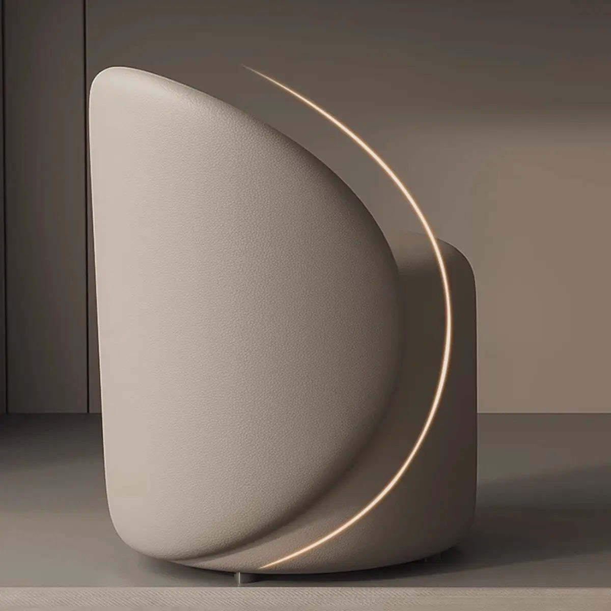 Modern Curved Khaki Fabric Sliding Vanity