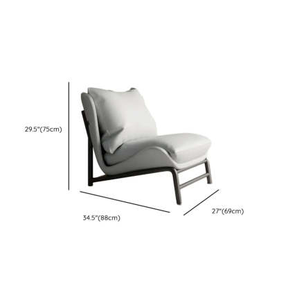 Modern Curved Leather Pillow Back Accent Chair