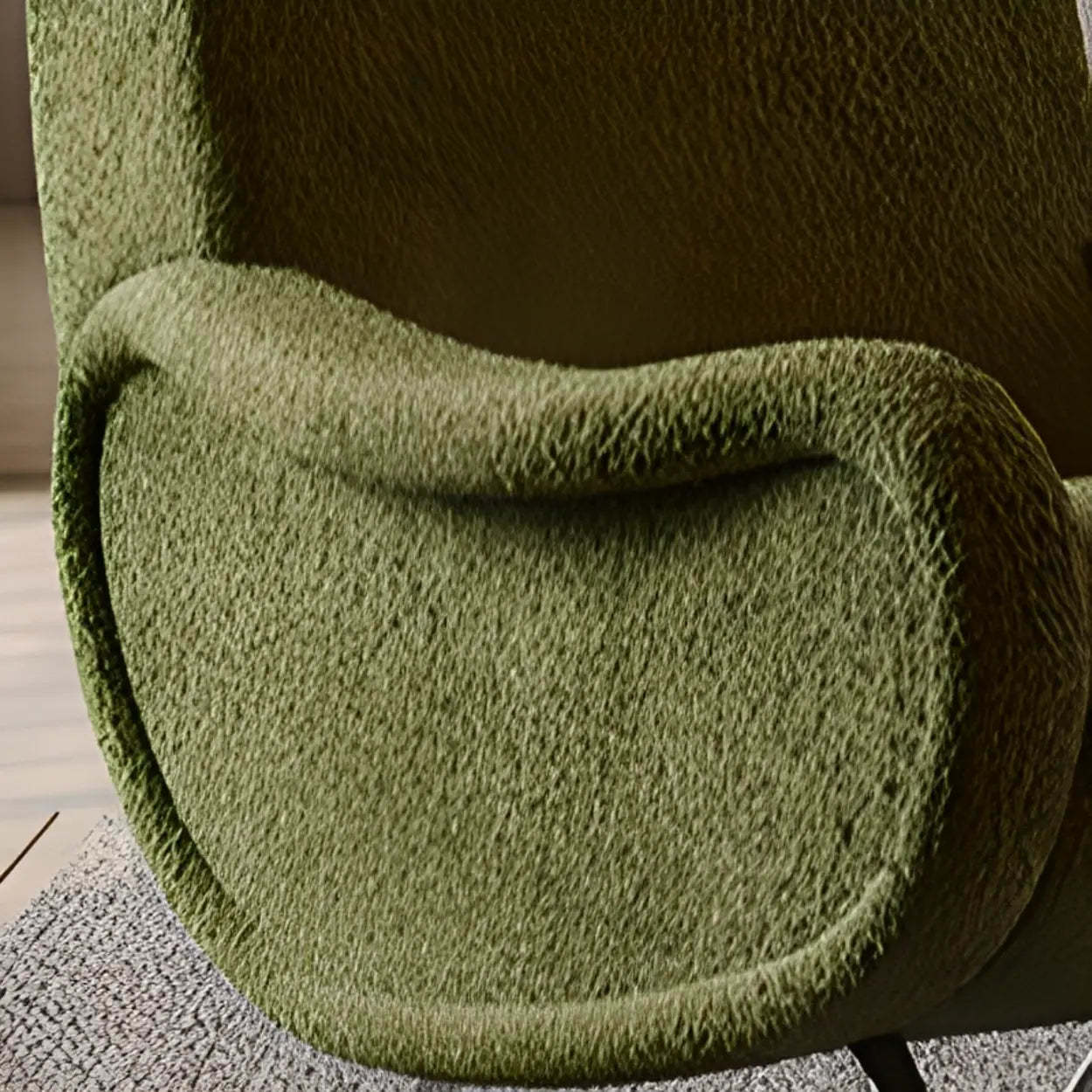 Modern Curved Olive Green Lounge Accent Chair