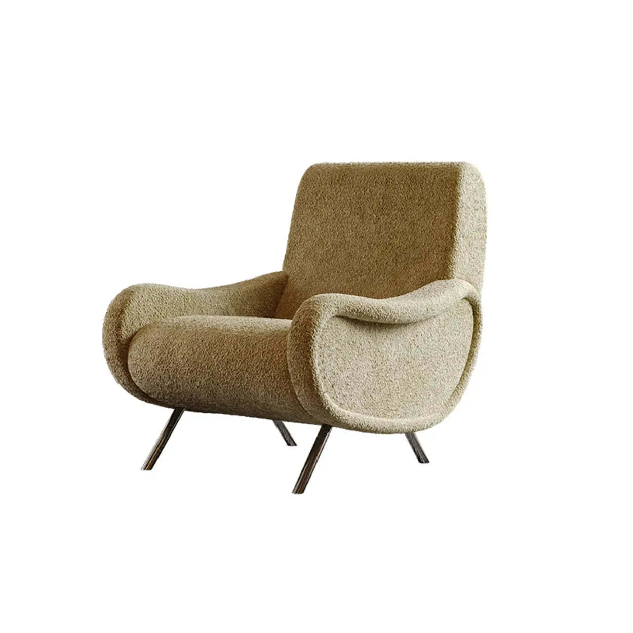 Modern Curved Olive Green Lounge Accent Chair