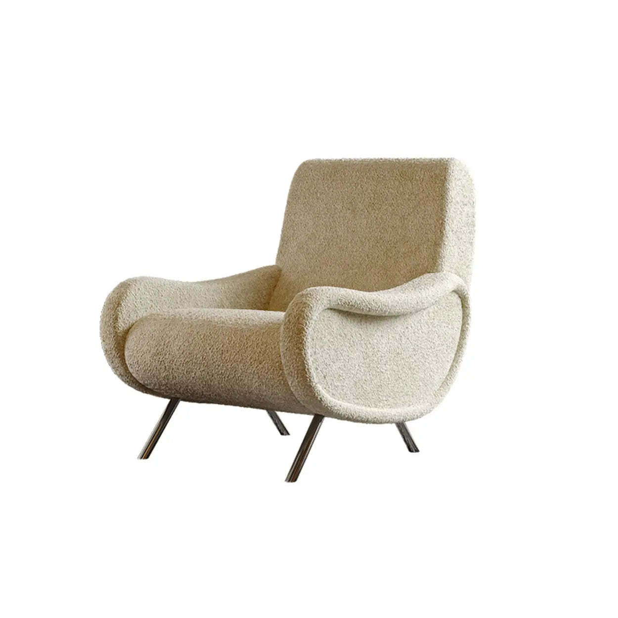 Modern Curved Olive Green Lounge Accent Chair