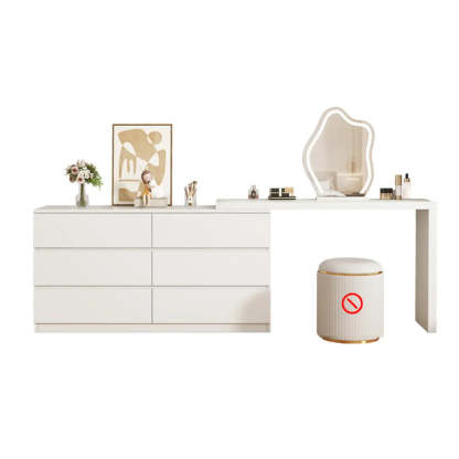 Modern Curved White Wood LED Vanity Set