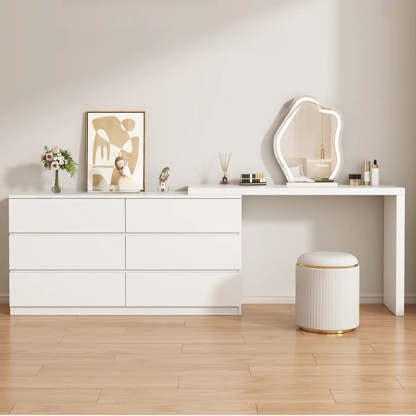 Modern Curved White Wood LED Vanity Set