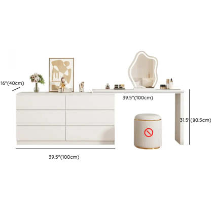Modern Curved White Wood LED Vanity Set
